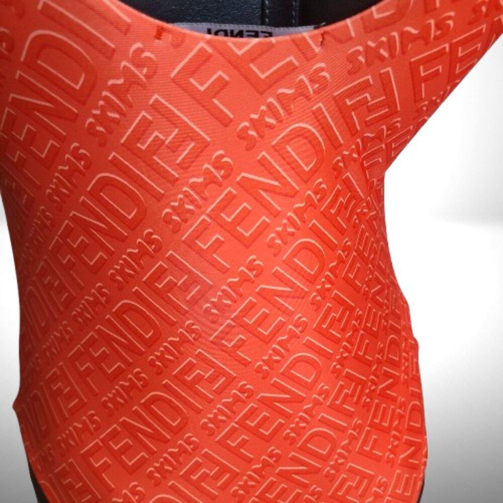 Fendi Roma Embossed Logo One-Piece Swimsuit Orange Large (L) - Picture 6 of 7